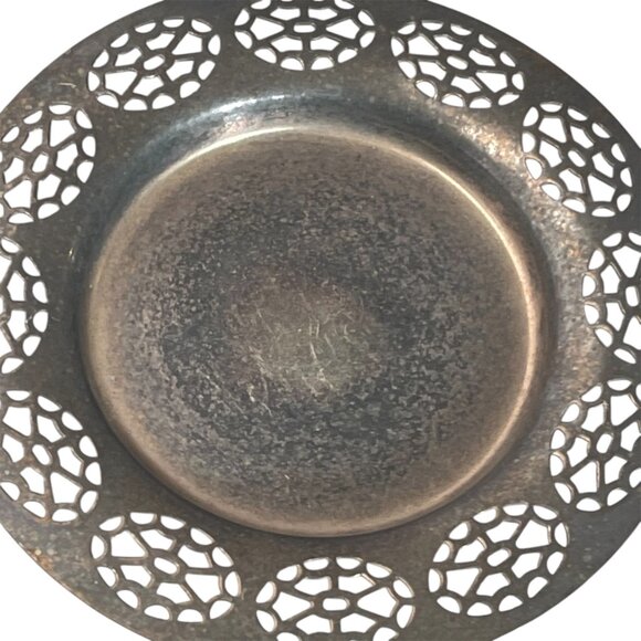 Silver Tray Pierced Dish Vintage Silver Plate by Rogers Co Trinket Candle 5.5" - Picture 4 of 4